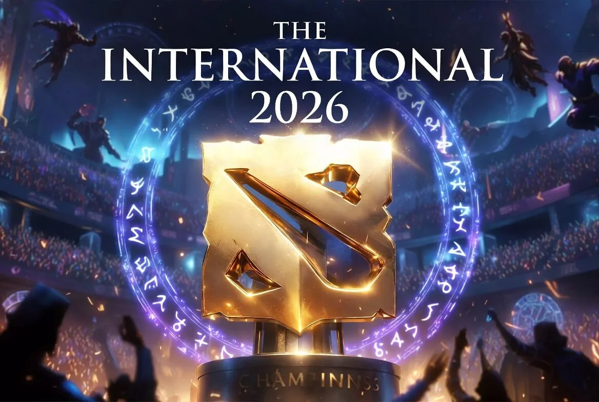 Dota 2 The International 2026 promotional artwork for the Shanghai event